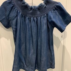 Denim off the shoulder shirt